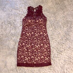 Juniors burgundy Sequin Hearts dress, size 11